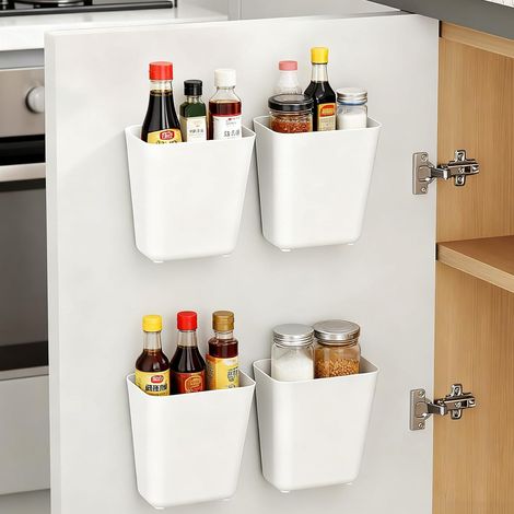 4 Pièces Boîte de rangement, Adhésive sans perçage, Plastique ABS, Charge 2kg, Pour cuisine salle de bain réfrigérateur (1/5)