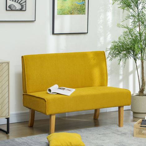 CHICFURN Sofá de 2 plazas 110 x 62 x 85 cm amarillo, tela acanalada, para espacios pequeños (1/5)