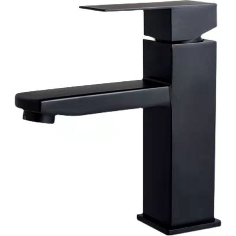 Noir Robinet, comptoir d'évier, cascade salle de bains, robinet de salle de bains, robinet de Mono chromé carré Anti-empreinte digitale (1/4)