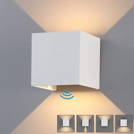 Applique murale LED avec détecteur de mouvement intérieure et extérieure faisceau lumineux réglable haut bas chaud IP65 12W Blanc (1/4)