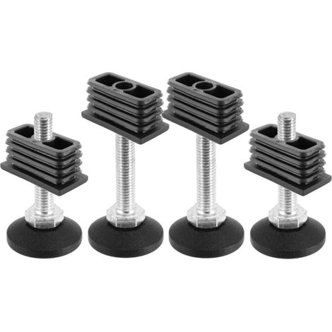 Satz mit 4 rechteckigen, versenkten Endkappen 40 x 20 mm – M8-Einstellschraube – Maximale Belastung 200 kg – Verzinkter Stahl und PA-Kunststoff (1/2)
