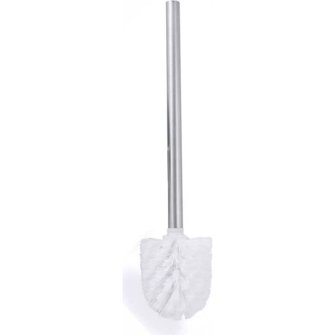 Chrome toilet brush with long non-slip metal handle and durable plastic bristles, deep cleaning, non-stick effect, durable, 35 cm, white