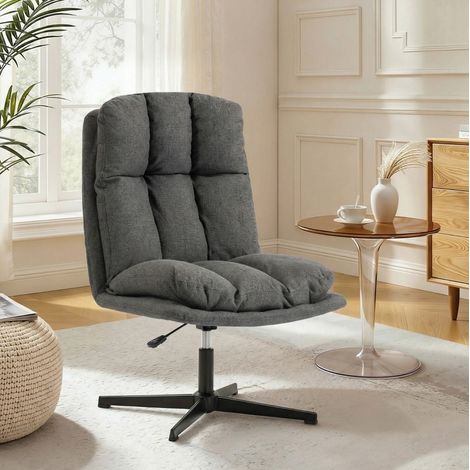 Fauteuil pivotant 360° tissu gris foncé OKMYHOME (1/4)