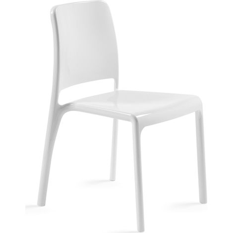 Lot de 4 chaises XENA blanc en polypropylène – monobloc robuste et légère, design moderne  Mobilier intérieur et extérieur, usage extérieur