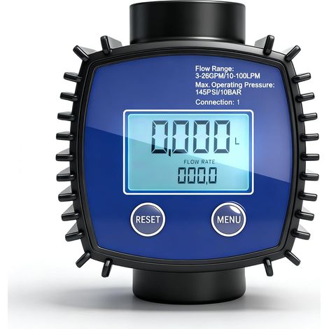 Medidor de flujo de agua digital JSSEVN de 1 pulgada con pantalla LCD, medidores de flujo de turbina de 5 a 120 l/min, para agua, diésel y otros líquidos. (1/5)
