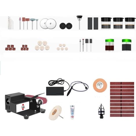 Polisseuse Ponceuse 250W Mini Ponceuse À Bande Abrasive Électrique 7 Vitesses Réglable Bricolage Travail Du Bois Polissage Meulage Ponceuse Meuleuse(Set 3) (1/5)