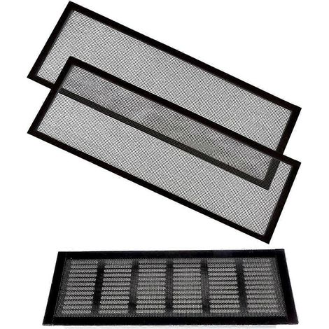 Lot de 2 grilles de ventilation/pièges de sol noirs 4x10 - (1/5)