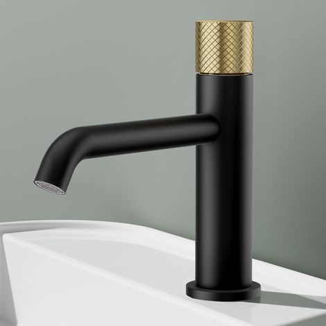 EMKE Wasserhahn Bad Schwarz 18 x 16 x 5 cm Keramikkartusche Badarmatur Wasserhahn mit Luftsprudler Waschtischarmatur Mischbatterie (1/5)