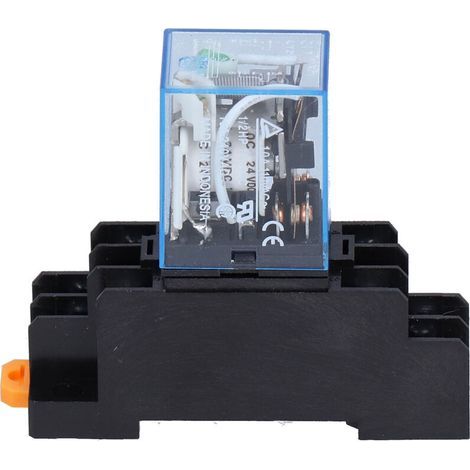 Relais électromagnétique LY2NJ 8 broches avec base et voyant, pour moteurs et applications industrielles, 10A DC 24V. (1/5)