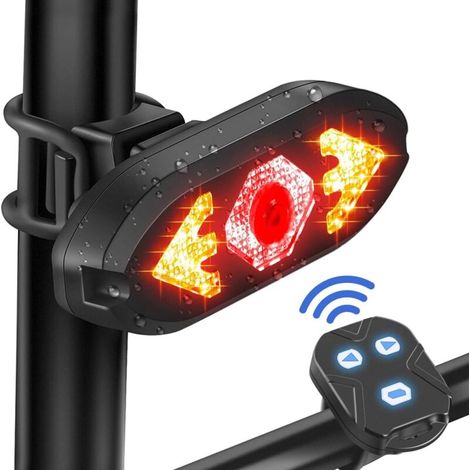 Remote Control Bicycle Tail Light, Flashing LED, USB Rechargeable Rear Light, Cycling Safety Warning Bike Lights for All Mountain, Road, Bicycle, Indicator Light (1/5)