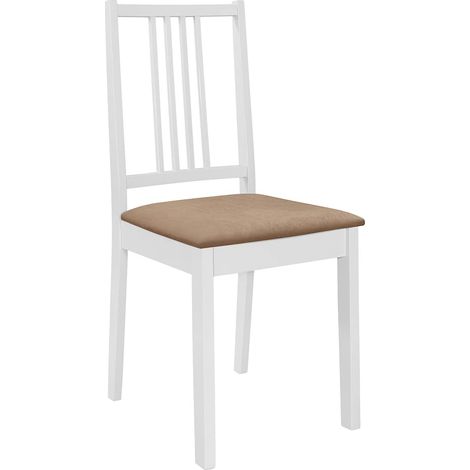 vidaXL Sillas de comedor con cojines de madera maciza blanca 6 unidades (1/2)