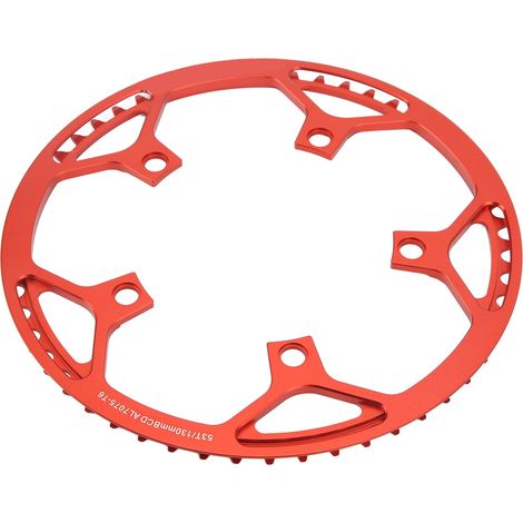 Plateau de vélo pliant en alliage d'aluminium usiné CNC, résistant à l'usure et protecteur, 53 dents, rond, rouge (1/5)