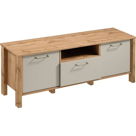 AX LIVING Lowboard TV Iseonia – 138 cm breit, Eiche Wotan/ Beige