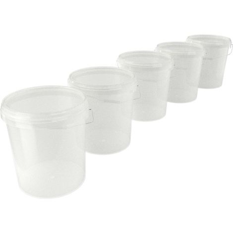 5 seaux avec couvercle en plastique seau vide poignée 15,9l alimentaire clair transparent