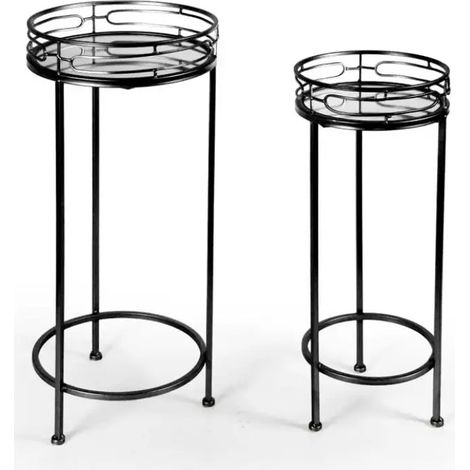 Set de dos mesas altas de metal Ø70/60 cm