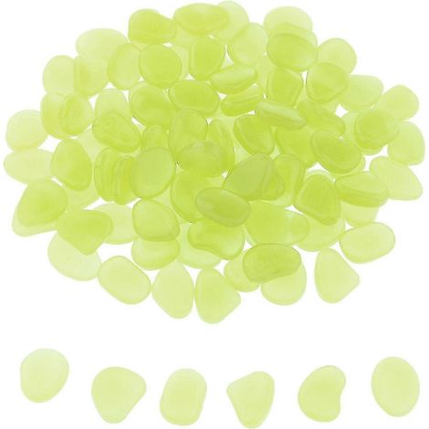 Galets de jardin phosphorescents jaune vif pour la décoration des allées et des cours. (1/5)