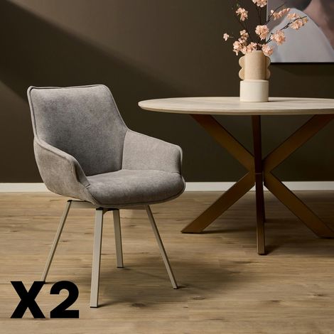 Chaise pivotante taupe Ă accoudoirs (lot de 2) CORTINA