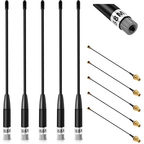 Confezione da 5 antenne 868 MHz, guadagno 10 dBi, 19,5 cm Omni SMA maschio 19,5 cm + cavo (U.FL IPX) a SMA femmina per ESP32/LoRa 32 V3/LoRa32u4 II antenna Soft Whip a lungo raggio