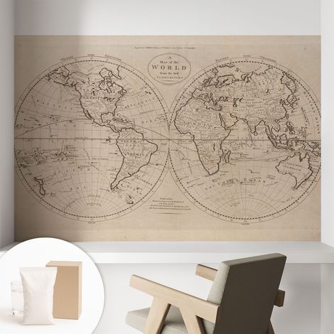 Papier peint intissé mural installation rapide du papier peint durable et résistante - Colle incluse gratuite Vieille carte 104x70 cm (1/5)