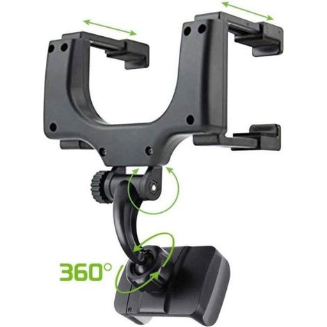 Support Téléphone Rétroviseur Voiture - Rotation 360 Degrés - Compatible Smartphone 3 à 5,5 Pouces - Pour Utilisation Automobile - 1 Pièce (1/4)