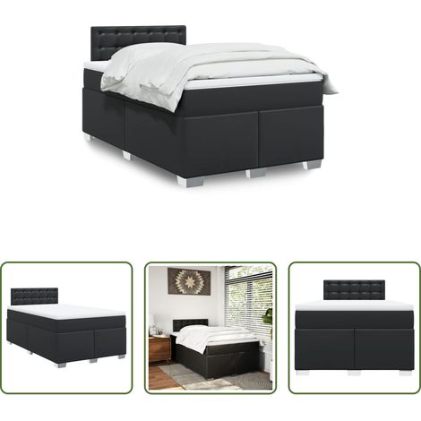 Matratze -  Boxspringbett mit Matratze Schwarz 120x200 cm Kunstleder (1/5)