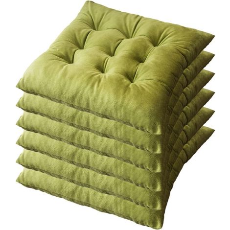 Lot de 6 Coussins de Chaise 40 x 40 x 4.5 cm, Coussin Chaise Exterieur Coussin de Jardin Idéal, Galette Chaise Polyester,Vert (1/5)