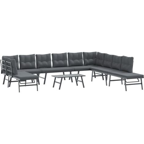 Maison Exclusive - 6-tlg. Garten-Sitzgruppe mit Kissen Schwarz St