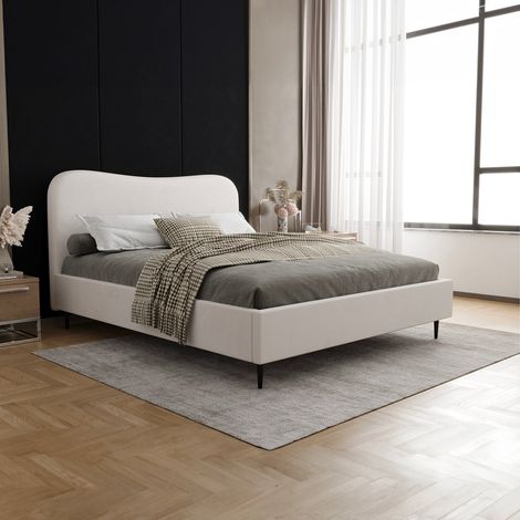 Lit coffre 160x200 sommier inclus Gemma Blanc cassé (1/5)
