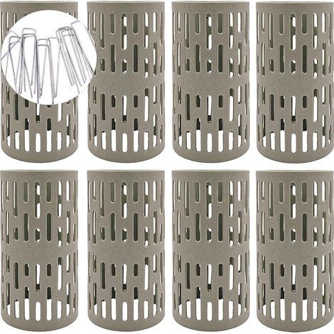 8 protections d'arbres en plastique, 20 cm, maille extensible avec crochets et 8 agrafes en U. (1/5)