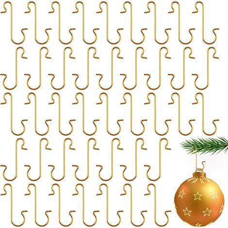 100 Stück Weihnachtsschmuck-Haken, Weihnachtsschmuck-Haken, Weihnachtsbaum-Haken, Weihnachtsbaumschmuck-Haken, Weihnachtsbaumschmuck-Aufhänger, Gold (1/5)