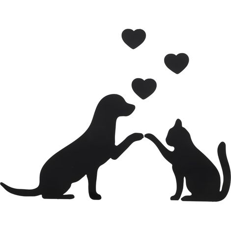 Autocollant mural miroir acrylique noir coeur chien chat décoration amovible autocollant pour animaux et maison 7,24 x 5,51 pouces (1/5)