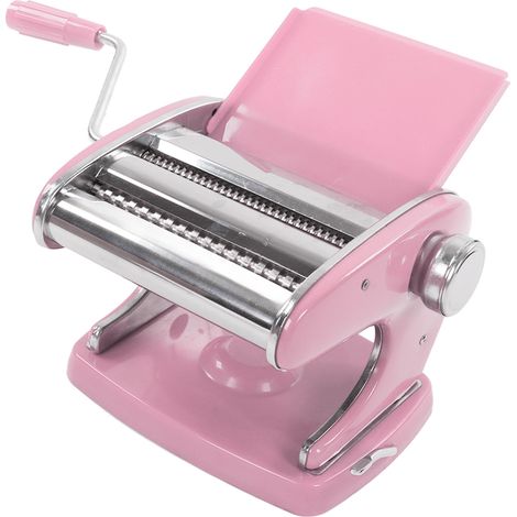 Saugnapf-Nudelmaschine mit 2 Klingen – Kompakte, multifunktionale manuelle Nudelmaschine, Nudelpresse, Nudelwalze, Ravioli- und Wonton-Maschine, Sakura Pink, extra starker Saugnapf