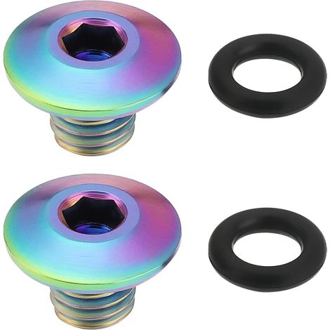 2 Vis de Purge de Vélo Joint Torique Corps Fendu Bouchon D'huile Boulons en Alliage de Titane TC4 M5 X 10 Mm Noir (1/5)