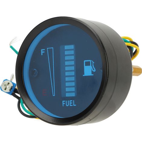 Jauge de niveau de carburant moto 52mm, indicateur réservoir essence LED bleu 12V, compteur de carburant avec éclairage numérique, diamètre 52 mm, pour réservoir moto. (1/5)