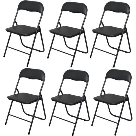 Chaise Pliante en PVC et Métal Noir - Lot de 6 Chaises Pliables  Solides - Livraison gratuite