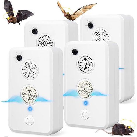 Lot de 4 répulsifs à ultrasons pour chauves-souris, pour grenier et porche. Répulsif électronique rechargeable contre les chauves-souris et autres oiseaux. Idéal pour éloigner les chauves-souris de la (1/5)