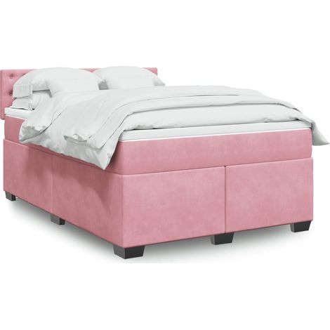 Boxspringbett mit Matratze Dunkelrosa 140x200 cm Samt (1/5)