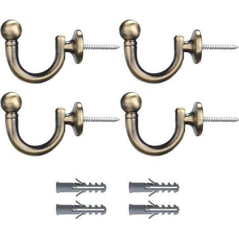 piezas de sujetadores de cortina de cabeza redonda, sujetadores de cortina de metal de 35 mm, ganchos de pared vintage para cortinas, ropa, bolsos (bronce) (4) (1/5)