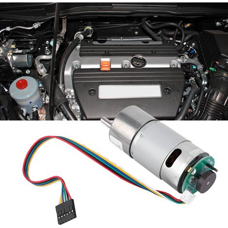 Moteur à engrenages de torsion de grande taille avec encodeur, moteur réducteur de vitesse 6 V (vitesse 10) (1/5)