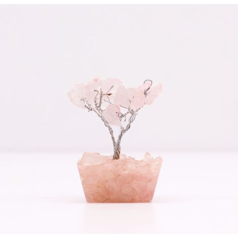 Mini arbres de pierres précieuses sur base d'orgonite - Quartz rose (15 pierres)- Vendu par 1 (1/4)