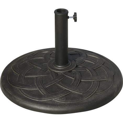 Base para Sombrilla de Jardín Peso Neto 19 kg Soporte de Parasol Apto para Mástil de 38mm/48mm Resina para Terraza Patio Exterior Ø54,5x34 cm