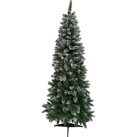 Albero di Natale a Metà da Parete Salvaspazio alto 210 cm Verde Innevato si poggia al muro Design Particolare Mezzo Albero folto 415 punte addobbo natalizio Per Case Negozi ufficio locali commerciali (1/5)