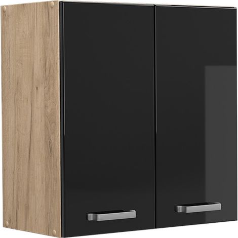 Pensile da cucina R-Line, Nero lucido, 60 cm, Vicco