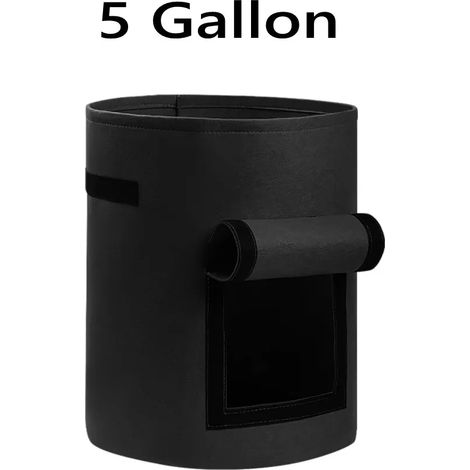 Sacs de culture pour pommes de terre (5 gallons noirs) avec deux fenêtres à rabat, pots en tissu aéré robustes avec poignées pour le jardin et la plantation (1/4)