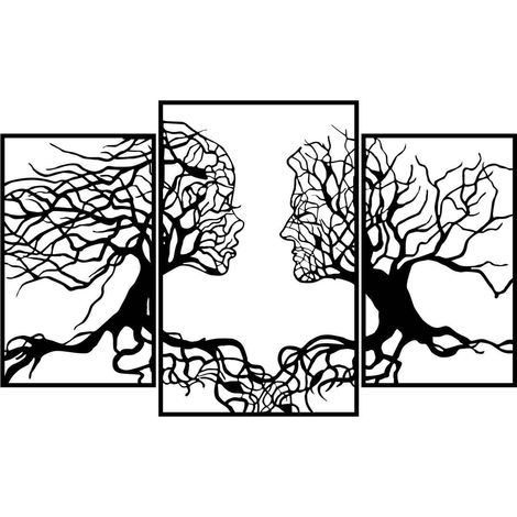 Hanah Home – Décoration murale en métal Love tree – Design moderne noir mat – Dimensions 71 x 116 cm – Épaisseur 1.5 mm pour intérieur élégant (1/4)