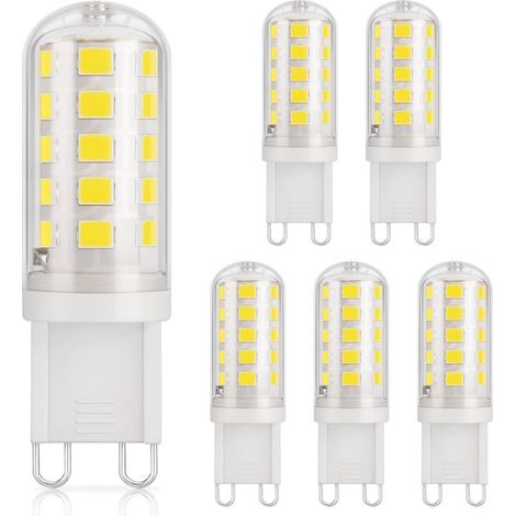 Lot 6 ampoules LED G9 – 3W – 430LM – équivalent 40W halogène – blanc froid 6000K – 220-240V – non-dimmable – culot céramique – standard G9 (1/5)