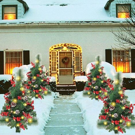 Sapin De Noël - Pré-Éclairé À Led - Pour Extérieur Sol - Trépied Stable - 60 Lumières - 1 Pièce (1/5)