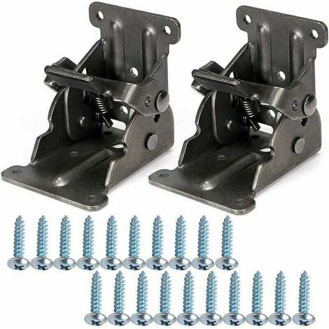 2 Pcs Charnière pliante autobloquante 90, support pliable, verrouillage extension table support d'étagère pliable en tle d'acier pour table de travail, (1/4)