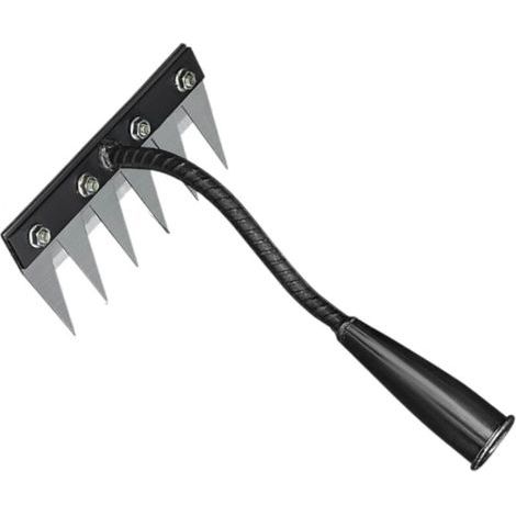 Rateau de Désherbage, Rateau Jardin, Rateau Bertaus, Outillage de Jardin, Râteau de Désherbage de Jardin en Acier Au Carbone, Outil Manuel des Mauvaises Herbes Remover, Griffe de Jardin, 6 Dents (1/4)