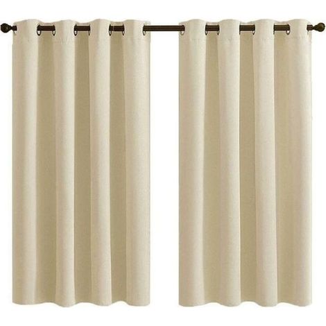 Ensemble de 2 Panneaux de Rideaux Courts à Oeillets - Occultant Isolant Thermique Couleur Taupe - pour Chambre ou Salle de Bain 28x36 Pouces (K30)
